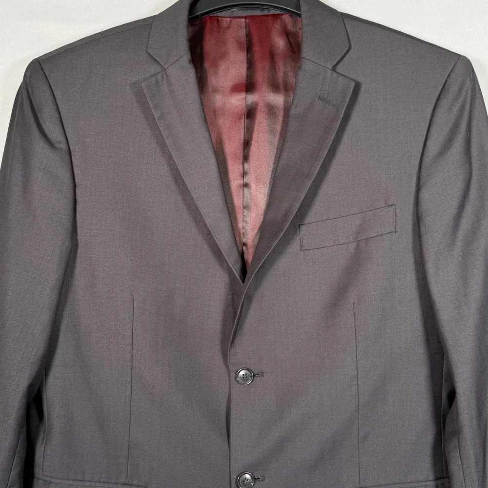 Karako Suits Mens Charcoal Grey Blazer‎ Jacket 40R 2 Button Wool Blend Business